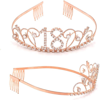 "18 and Legal" Sash and Rhinestone Crown Set - 18Th Birthday Party Gifts Birthday Sash for Girl Birthday Party Supplies Apparel & Accessories > Clothing Accessories > Sashes YULIPS   