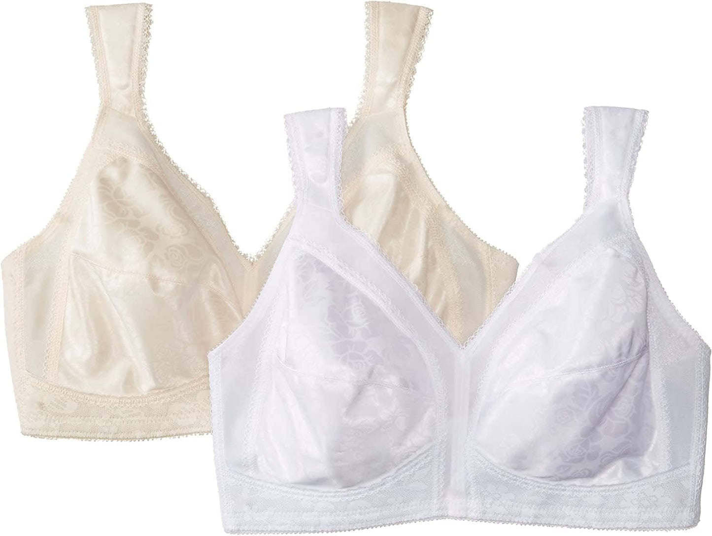 18-Hour Original Comfort-Strap Bra #4693, 2-Pack Natural Beige/White / 46DD