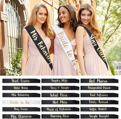 18 Pcs Bachelorette Party Sashes for Bride and Bridesmaid, Bridal Shower Engagement Wedding Party Favors Apparel & Accessories > Clothing Accessories > Sashes YZDING   