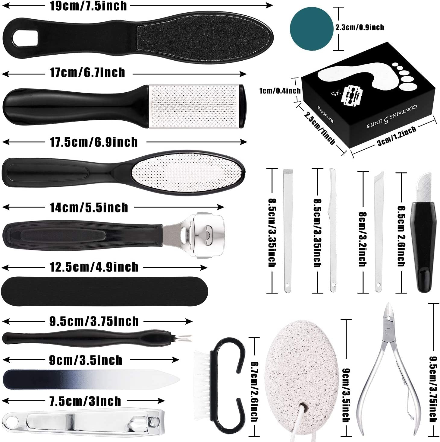 Whaline Pedicure Tools Kit, Dead Skin Tool Set 18 in 1, Stainless Steel Foot Callus Remover, Foot File Rasp, Nail Toenail Clipper, Pumice Stone, Foot Peel, Foot Care Kit for Women Men Salon or Home Health & Beauty > Personal Care > Foot Care Whaline   