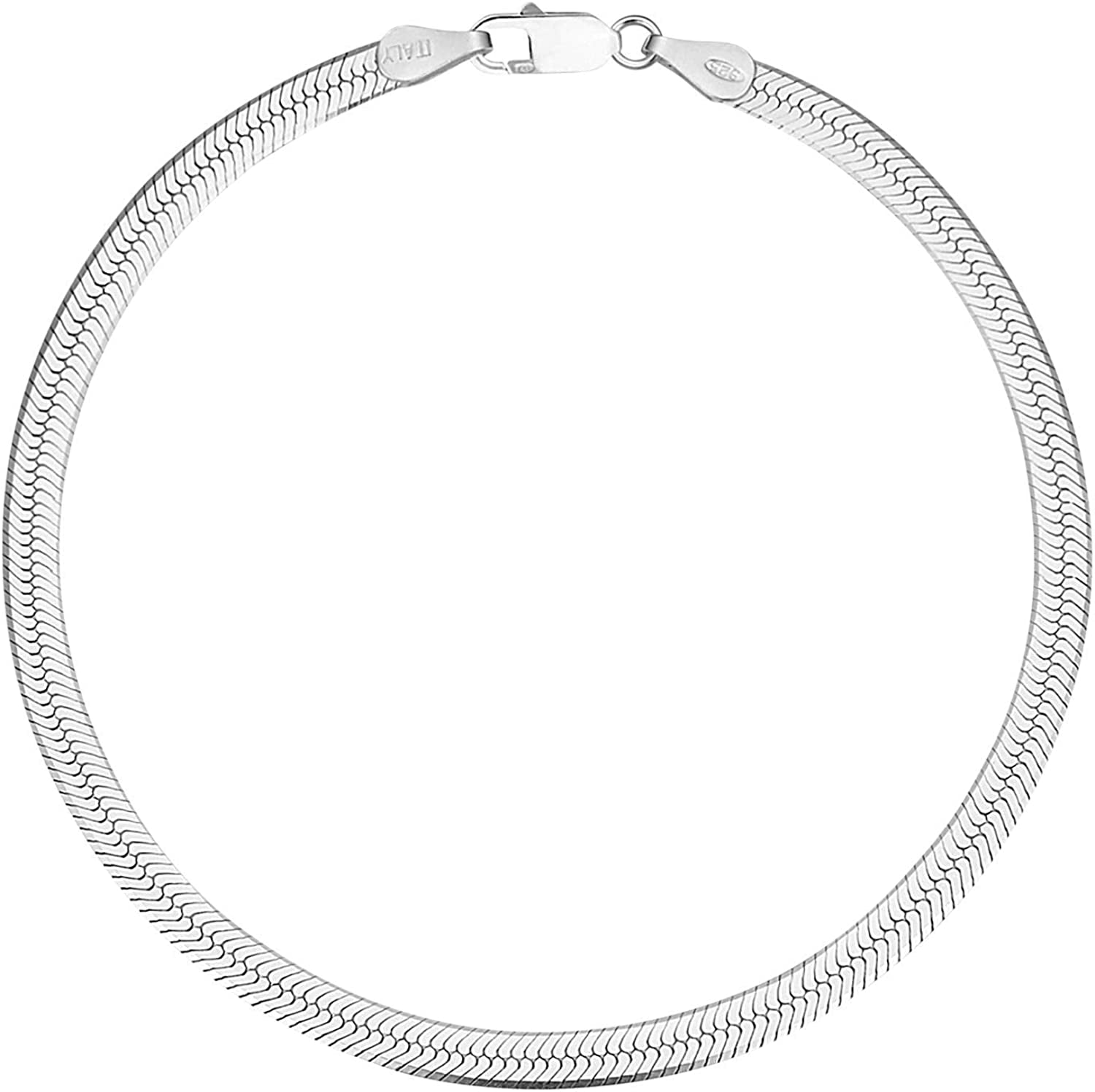 Savlano 925 Sterling Silver Solid Italian Figaro, Rope,Herringbone, Curb, Ball Bead, Snake, Mariner Chain Anklet for Women & Girls, Comes in 0.8Mm - 5Mm Gift Box Apparel & Accessories > Jewelry > Anklets Savlano Herringbone 4.5mm 9.0 Inches 
