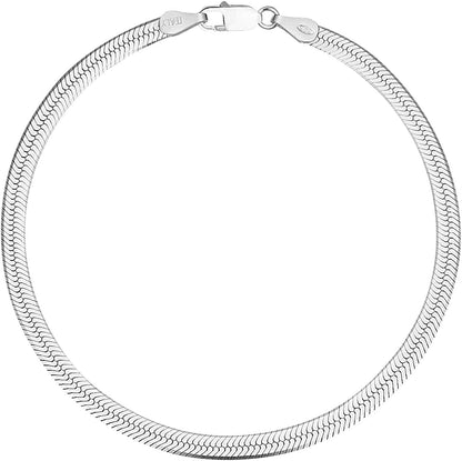 Savlano 925 Sterling Silver Solid Italian Figaro, Rope,Herringbone, Curb, Ball Bead, Snake, Mariner Chain Anklet for Women & Girls, Comes in 0.8Mm - 5Mm Gift Box Apparel & Accessories > Jewelry > Anklets Savlano Herringbone 4.5mm 9.0 Inches 