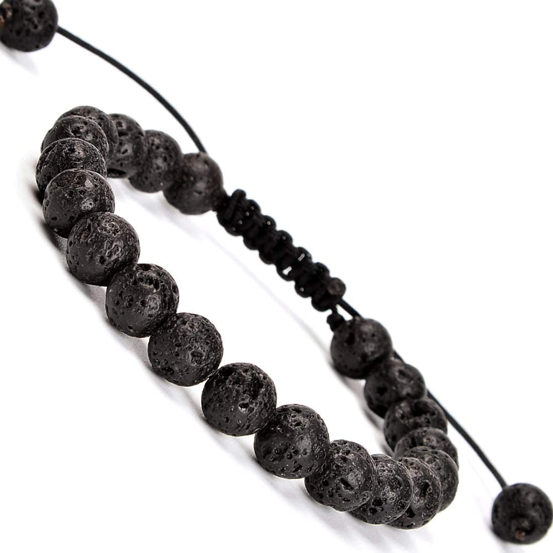 Massive Beads Natural Healing Power Gemstone Crystal Beads Unisex Adjustable Macrame Bracelets 8Mm Apparel & Accessories > Jewelry > Bracelets MASSIVE BEADS Black Lave  