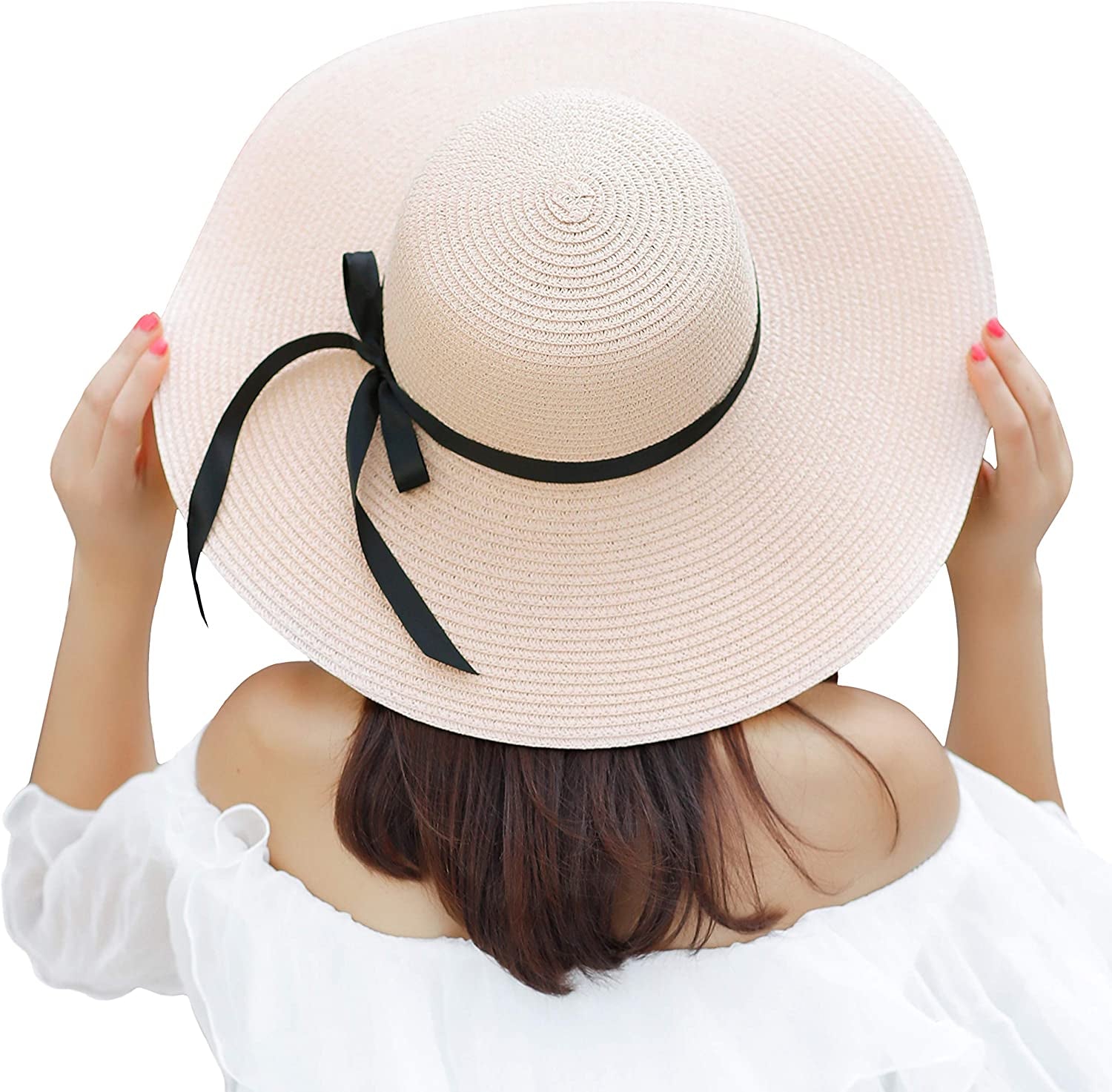 Muryobao Womens Wide Brim Straw Sun Hat Floppy Foldable Roll up Cap UPF 50+ Summer Beach Hats Apparel & Accessories > Clothing Accessories > Hats Muryobao   
