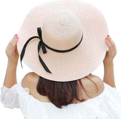 Muryobao Womens Wide Brim Straw Sun Hat Floppy Foldable Roll up Cap UPF 50+ Summer Beach Hats Apparel & Accessories > Clothing Accessories > Hats Muryobao   