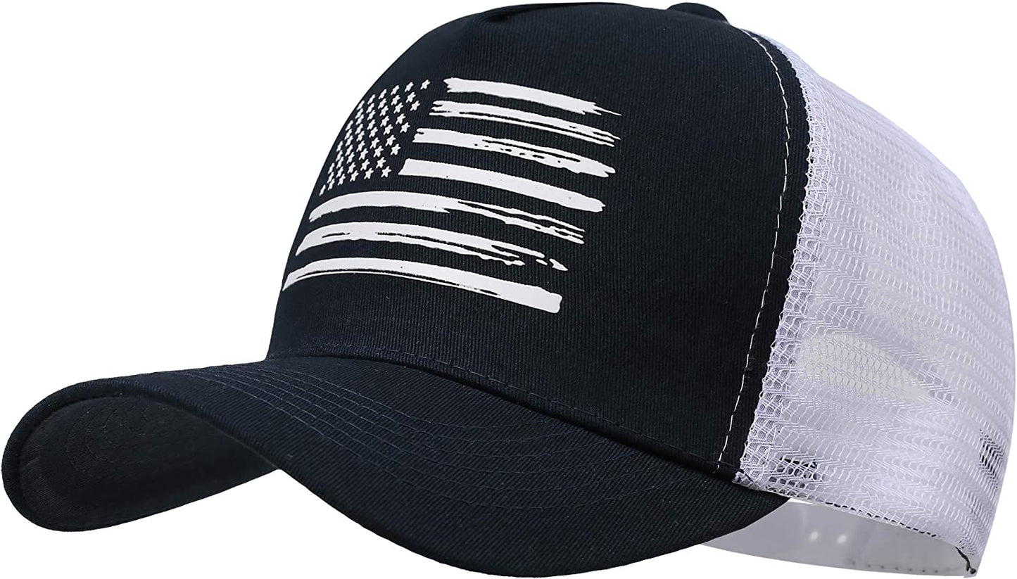 VIONLAN Baseball Cap American Flag Trucker Hat for Men Women 3D Embossed Logo Adjustable Outdoor Mesh Snapback Hat Apparel & Accessories > Clothing Accessories > Hats VIONLAN Navy/White Flag  