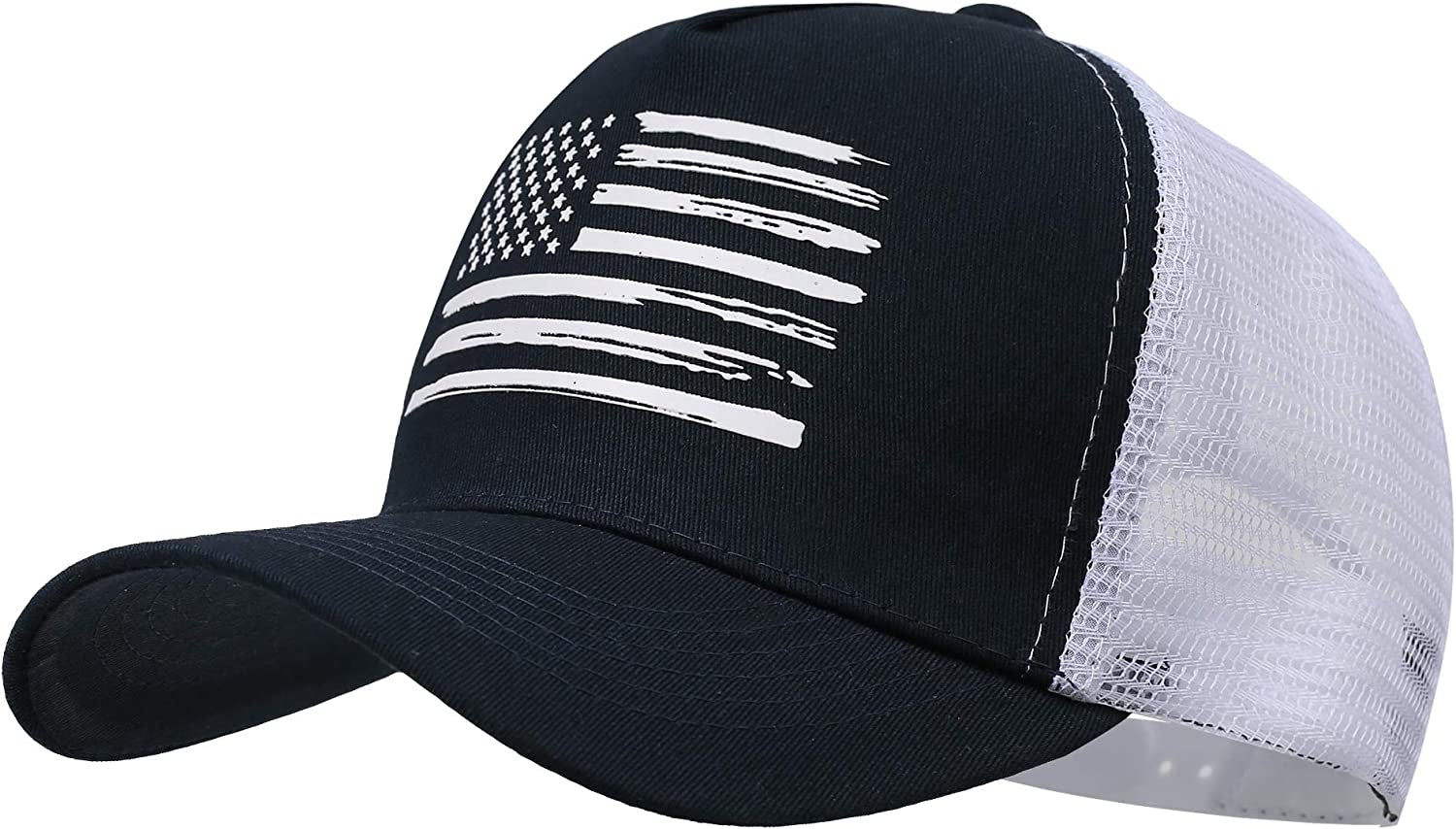 VIONLAN Baseball Cap American Flag Trucker Hat for Men Women 3D Embossed Logo Adjustable Outdoor Mesh Snapback Hat Apparel & Accessories > Clothing Accessories > Hats VIONLAN Navy/White Flag  