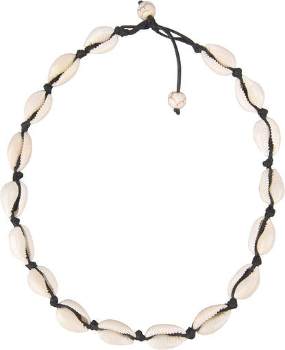 Believe London Natural Shell Necklace Bracelet Anklet Choker Seashell Women Men Statement Adjustable Beads Wakiki Beach Sea Shell Pendant Turtle Girls Cord Collar Set Hawaiian Jewelry Apparel & Accessories > Jewelry > Anklets Believe London Black Necklace  