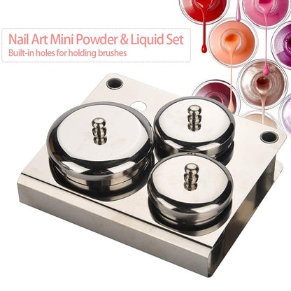 Nail Liquid Container, Mini Stainless Steel Dish Pot Liquid Powder Cup Lid Bowl Nail Art Tools Acrylic Nail Art Equipment Mini Bowl Cup Tray Pot Container Organizer Holder with Lid, 3Pcs Health & Beauty > Personal Care > Cosmetics > Cosmetic Tools > Nail Tools Zerone   