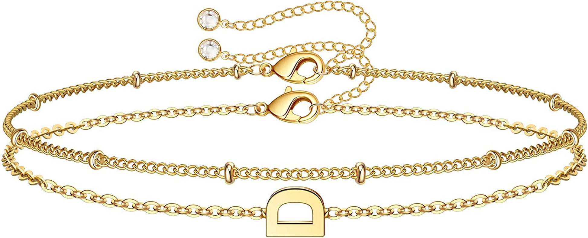 Dainty Gold Initial Bracelets for Women, 14K Gold Plated Dainty Personalized Gold Bracelets Initial Bracelets for Women Teen Girls Jewelry Chain Bracelets for Kids Toddler Little Girls Jewelry Gifts Apparel & Accessories > Jewelry > Bracelets M MOOHAM D  