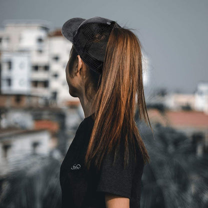Criss Cross Ponytail Hat Washed Distressed Women Mesh Baseball Caps Messy Bun Ponycaps Apparel & Accessories > Clothing Accessories > Hats Didida   