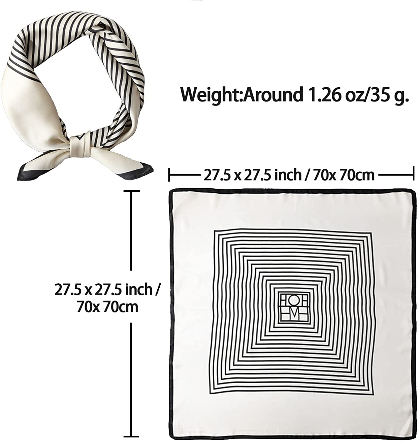 Fashion Hair Scarf for Women Lightweight Silk Feeling Head Scarves Square Bandanas 27.5× 27.5 Inches Apparel & Accessories > Clothing Accessories > Bandanas & Headties Roizsx   