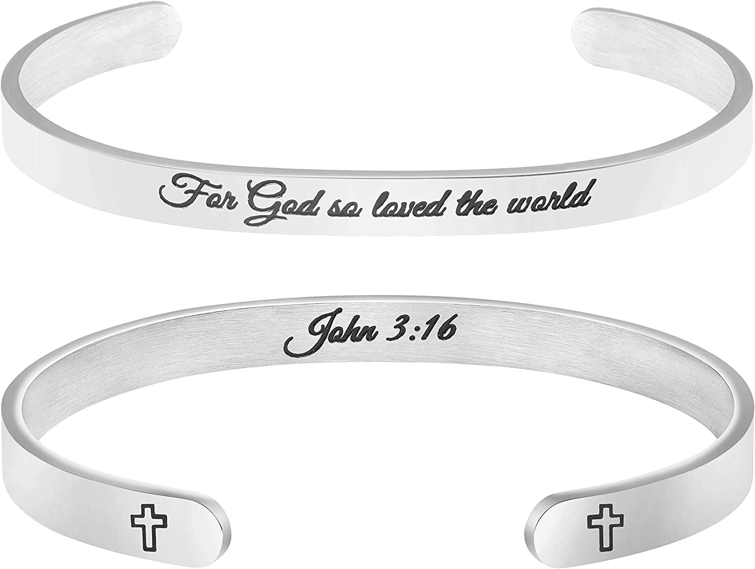 Christian Bracelets for Women Inspirational Gifts Bible Verse Religious Faith Jewelry Cuff Bracelet Mothers Day Christmas Birthday Jewelry for Her Mother Daughter Apparel & Accessories > Jewelry > Bracelets Memgift John 3:16-For god so loved the world  