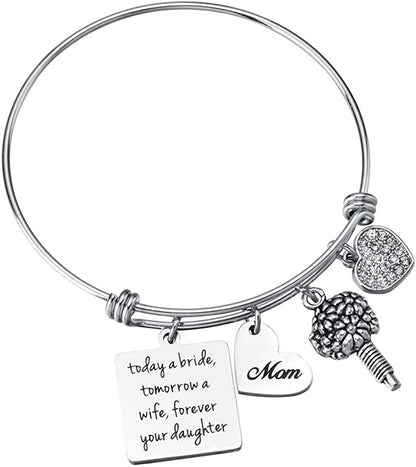 Miss Pink Wedding Gift for Bridesmaid Maid of Honor Flower Girl Bride to Be Sister Mother of the Bride Thank You Gift from Bride and Groom Thank You for Standing by My Side Bracelets Gifts Apparel & Accessories > Jewelry > Bracelets Miss Pink Mother of The Bride  