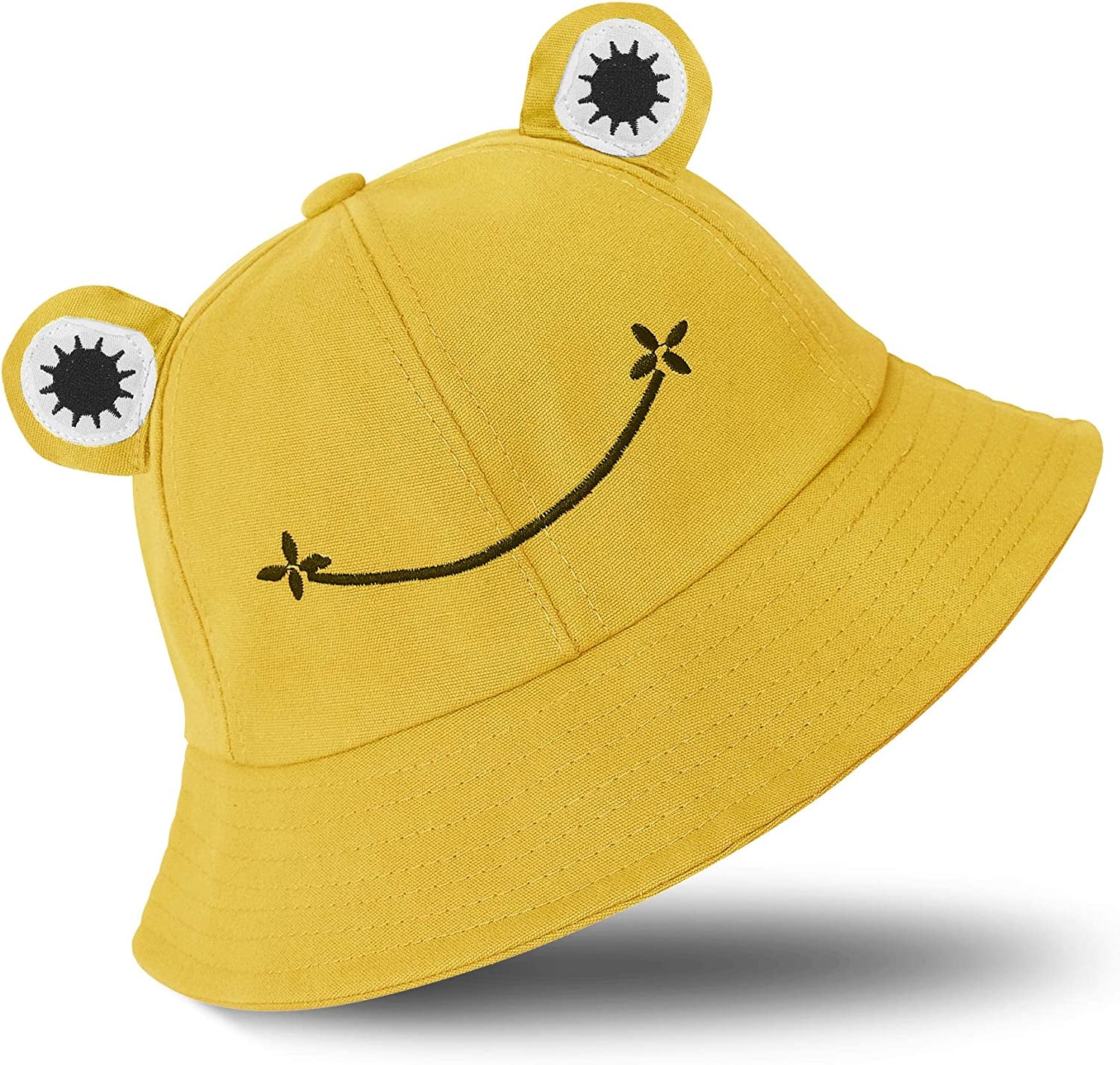 SAOROPEB Frog Hat for Adult Teens, Cute Frog Bucket Hat, Cotton Bucket Hat Funny Hat Fisherman Hat for Men Women Apparel & Accessories > Clothing Accessories > Hats SAOROPEB Yellow  