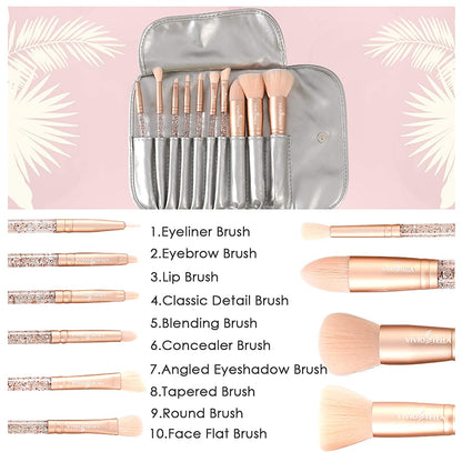 Vivid Tella Makeup Brushes 10 Pcs Crystal Transparent Handle Acrylic Cosmetic Brush Set Travel Makeup Bag Beauty Tool for Women Girls Health & Beauty > Personal Care > Cosmetics > Cosmetic Tools > Makeup Tools VIVID TELLA   