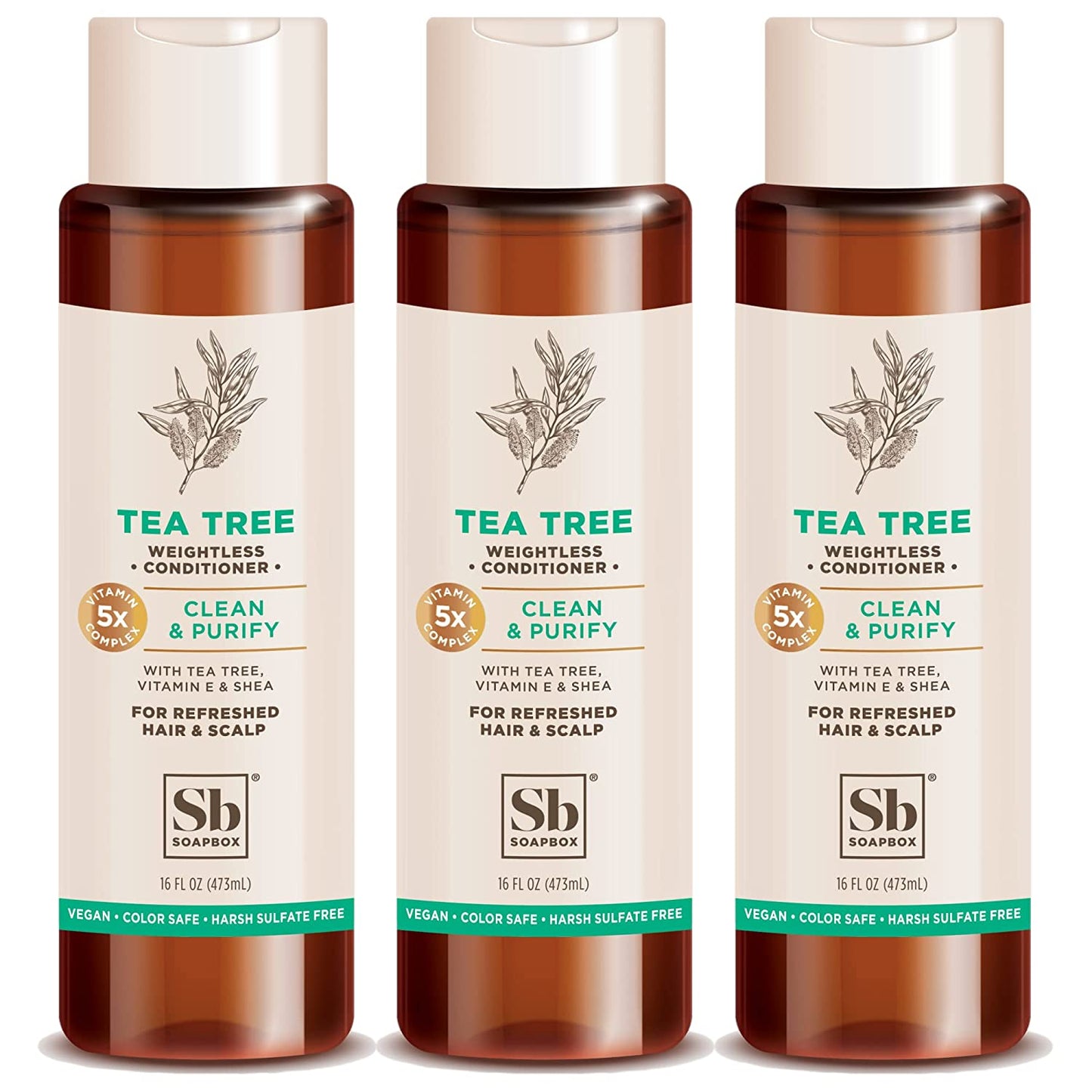 Soapbox Soap Hair Conditioner, Hydrating & Detangling Conditioner W/Vitamin E, Shea Butter & Activated Charcoal- Sulfate, Paraben & Silicone Free Vegan Hair Care for Dry Hair - 16Oz Pack of 3 Health & Beauty > Personal Care > Hair Care Soapbox Tea Tree with Shea Butter 3 Count 