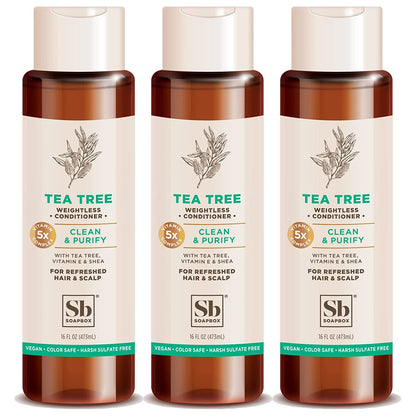 Soapbox Soap Hair Conditioner, Hydrating & Detangling Conditioner W/Vitamin E, Shea Butter & Activated Charcoal- Sulfate, Paraben & Silicone Free Vegan Hair Care for Dry Hair - 16Oz Pack of 3 Health & Beauty > Personal Care > Hair Care Soapbox Tea Tree with Shea Butter 3 Count 