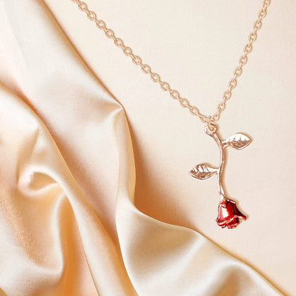 18K Gold and Silver Necklaces Women Personalized Long Necklaces for Women Gold Necklace Rose Pendant Flower Jewelry for Girl Teen Women Wife Girlfriend Friends Gift Original by