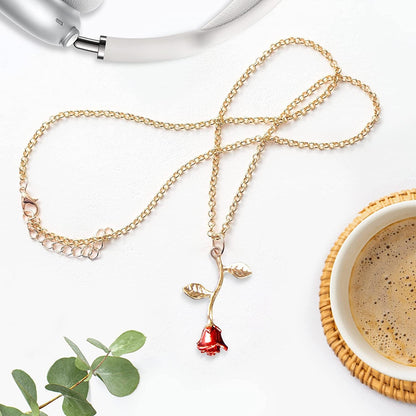 18K Gold and Silver Necklaces Women Personalized Long Necklaces for Women Gold Necklace Rose Pendant Flower Jewelry for Girl Teen Women Wife Girlfriend Friends Gift Original by