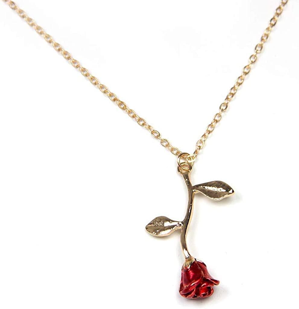 18K Gold and Silver Necklaces Women Personalized Long Necklaces for Women Gold Necklace Rose Pendant Flower Jewelry for Girl Teen Women Wife Girlfriend Friends Gift Original by gold