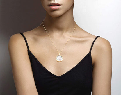 18K Gold over Sterling Silver Italian Genuine 2-Lira Bee Coin Pendant Necklace for Women 18 Inch Chain, Gold Medallion Necklace Made in Italy