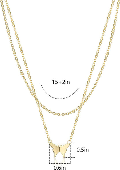 18K Gold Plated Chain Layered Necklaces for Women Statement Chain Pendant Necklace Set Dainty Layered Chain Y Pendant Necklaces for Women Girls