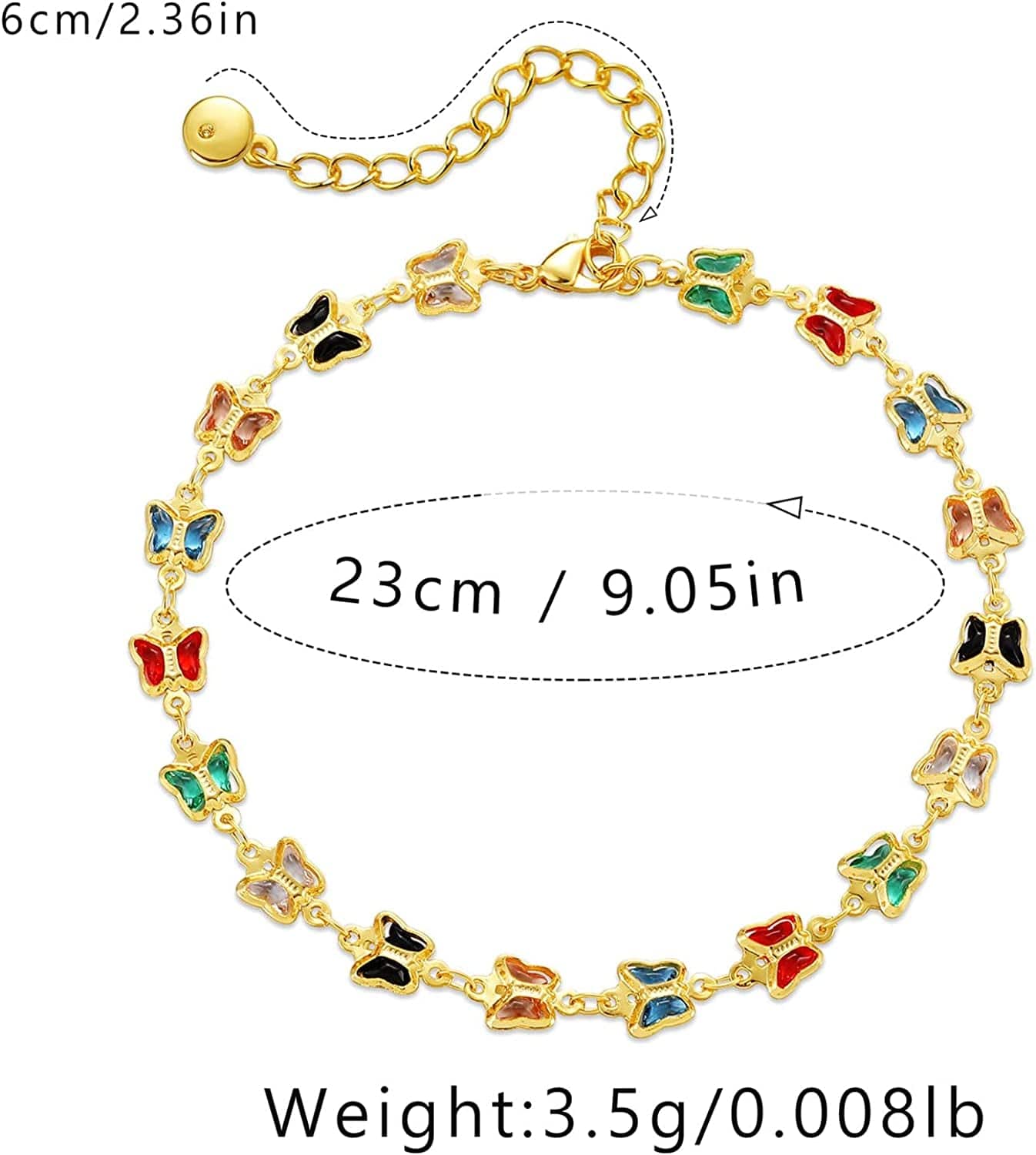 18K Gold Plated Evil Eye/Lucky Elephant/Butterfly/Hand of Fatima Anklet Cross/Tree of Life/Sun Moon Stars/Cubic Zirconia Ankle Bracelets for Women Apparel & Accessories > Jewelry > Anklets Yumikoo   