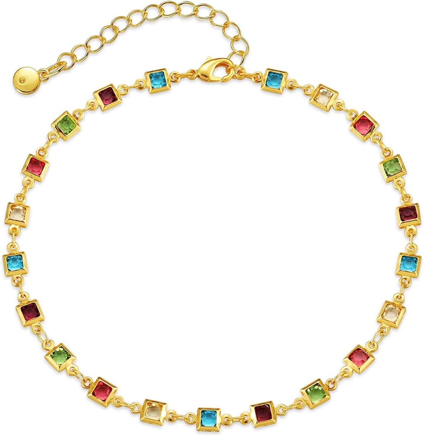 18K Gold Plated Evil Eye/Lucky Elephant/Butterfly/Hand of Fatima Anklet Cross/Tree of Life/Sun Moon Stars/Cubic Zirconia Ankle Bracelets for Women Apparel & Accessories > Jewelry > Anklets Yumikoo Multi Color Cubic Zirconia Anklet  