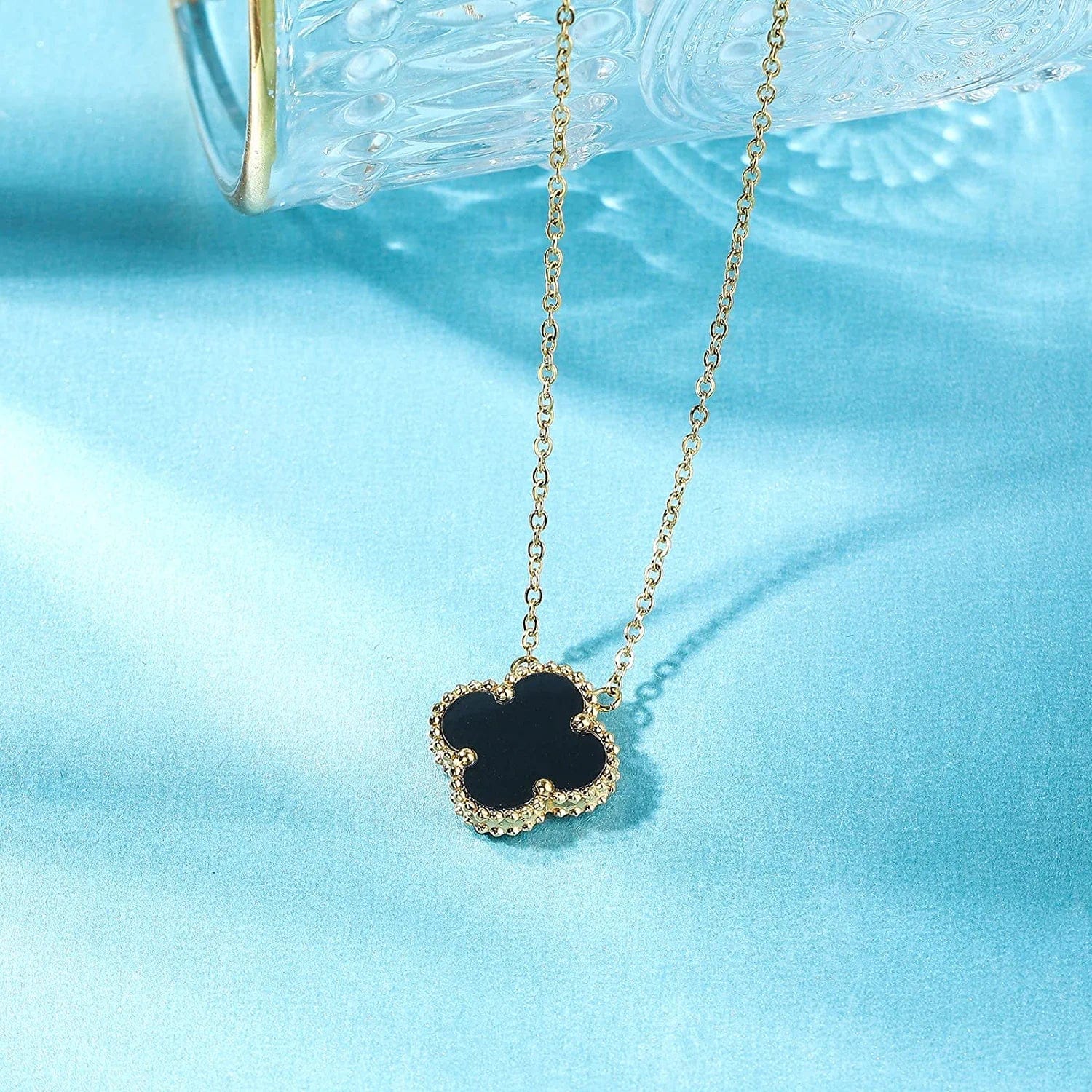 18K Gold Plated Lucky Clover Sets Bracelets Earring Necklace Pendant for Women Fashion Cute Simple Jewelry Womens Girls Gift