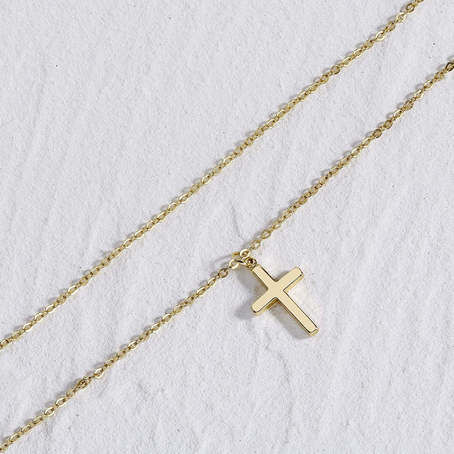 18K Gold/Silver Plated Simple Evil Eye Turquoise Cross Pendant Choker Necklace Simple Tiny Necklace for Women Girls