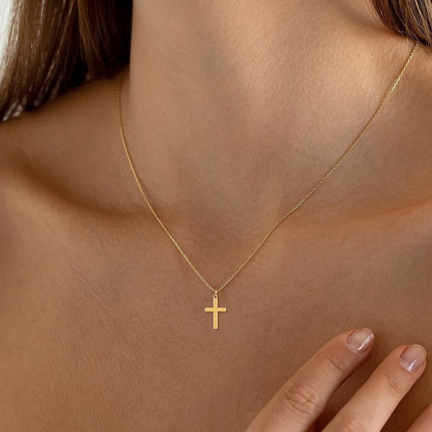18K Gold/Silver Plated Simple Evil Eye Turquoise Cross Pendant Choker Necklace Simple Tiny Necklace for Women Girls