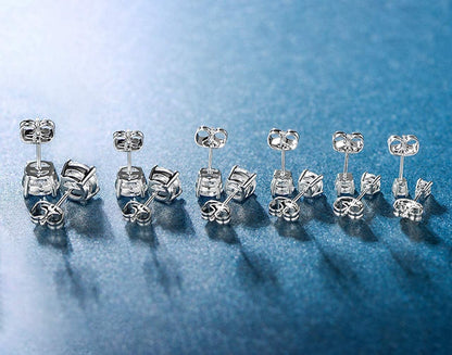 18K White Gold Plated 4 Pong round Clear Cubic Zirconia Stud Earring Pack of 6 Pairs (6 Pairs) Apparel & Accessories > Jewelry > Earrings MDFUN   