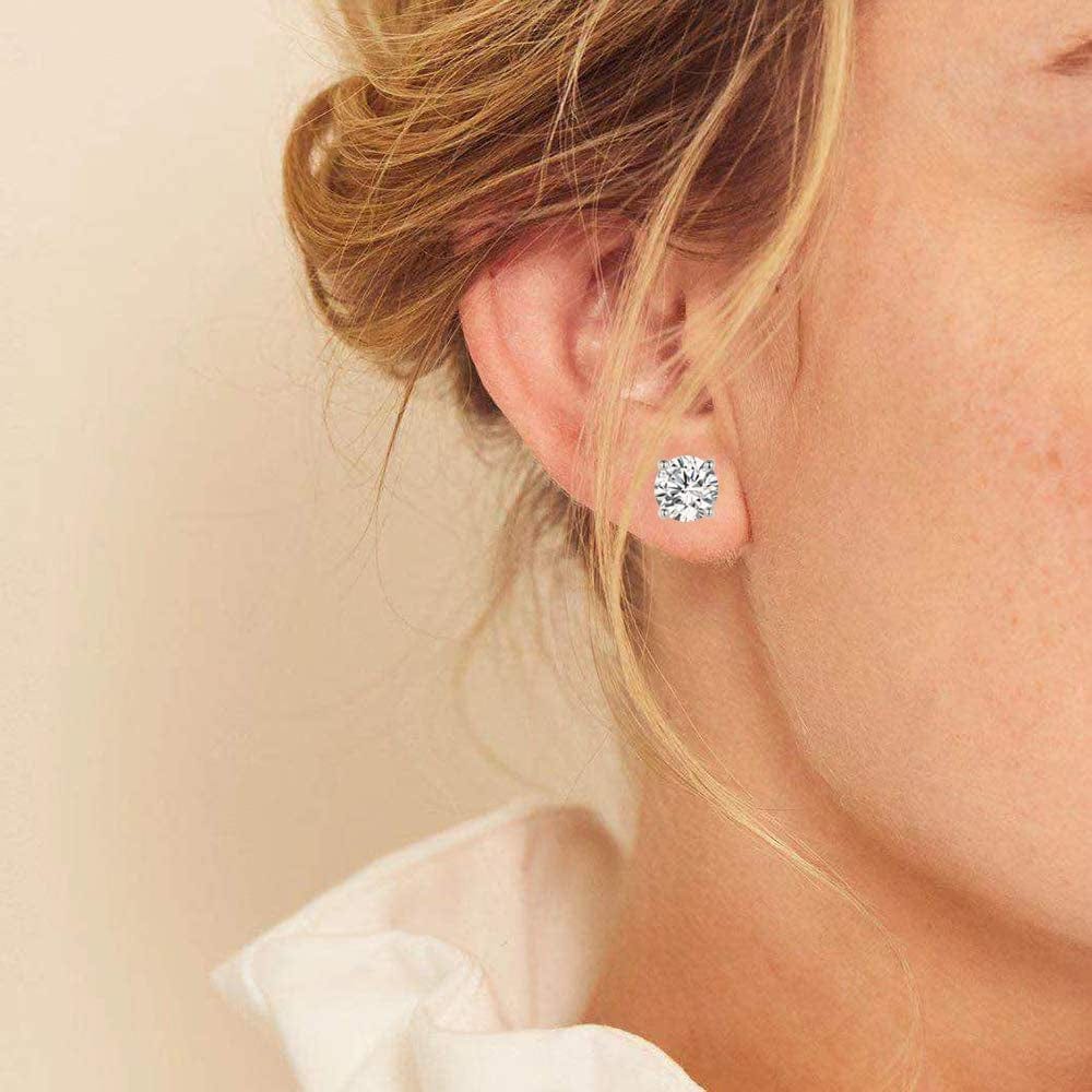 18K White Gold Plated 4 Pong round Clear Cubic Zirconia Stud Earring Pack of 6 Pairs (6 Pairs) Apparel & Accessories > Jewelry > Earrings MDFUN   
