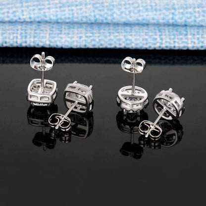 18K White Gold Plated round Square Cubic Zirconia Simulated Diamond Halo Stud Earrings (2 Pairs) Apparel & Accessories > Jewelry > Earrings OPOMOMO   