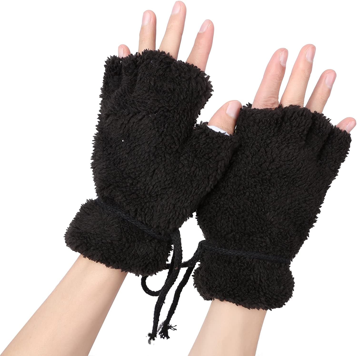 Odema Womens Bear Plush Cat Paw Claw Glove Soft Winter Fingerless Mitten Gloves Apparel & Accessories > Clothing Accessories > Gloves & Mittens Odema   
