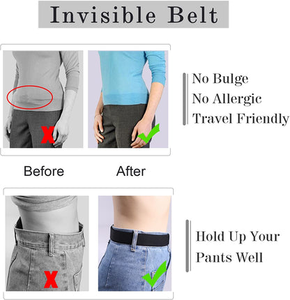 Women Invisible Belt, Comfortable Adjustable Stretch No Show Belt with Flat Buckle by SUOSDEY Apparel & Accessories > Clothing Accessories > Belts SUOSDEY   