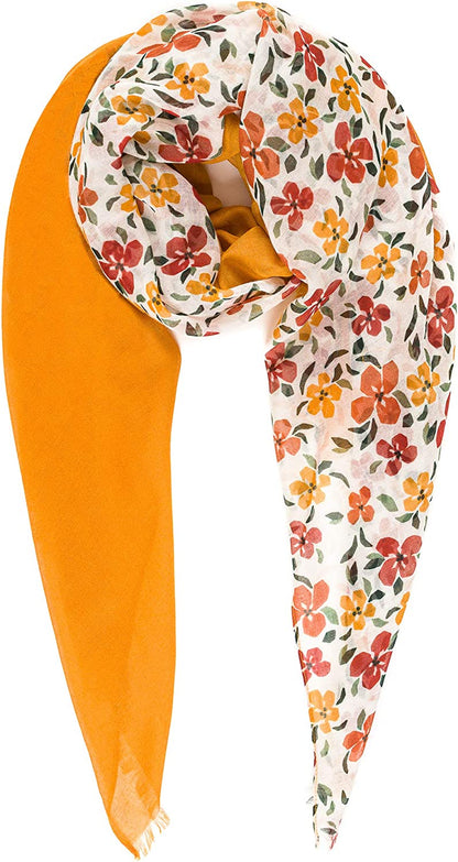 Scarf for Women Lightweight Geometric Fashion Spring Fall Winter Scarves Shawl Wraps Apparel & Accessories > Clothing Accessories > Scarves & Shawls MELIFLUOS DESIGNED IN SPAIN Madrid Collection 2 - Geometric Design Yellow Floral  