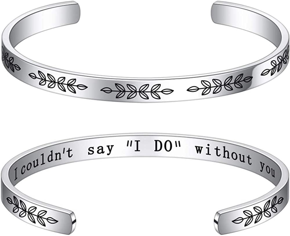 M MOOHAM Bracelets for Women- Engraved Quote Inspirational Bracelet Birthday Christmas Funny Gifts for Best Friend, Daughter, Son, Sister, Niece, Mom, Coworkers, Stainless Steel Jewelry Apparel & Accessories > Jewelry > Bracelets M MOOHAM Wedding gifts-I couldn’t say “I do” without you  