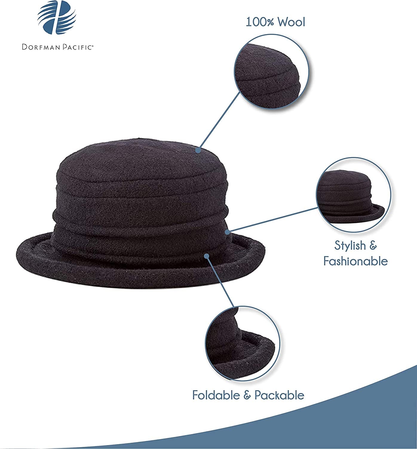 Scala Women'S Packable Boiled Wool Cloche Apparel & Accessories > Clothing Accessories > Headwear Scala Women's Accessories   