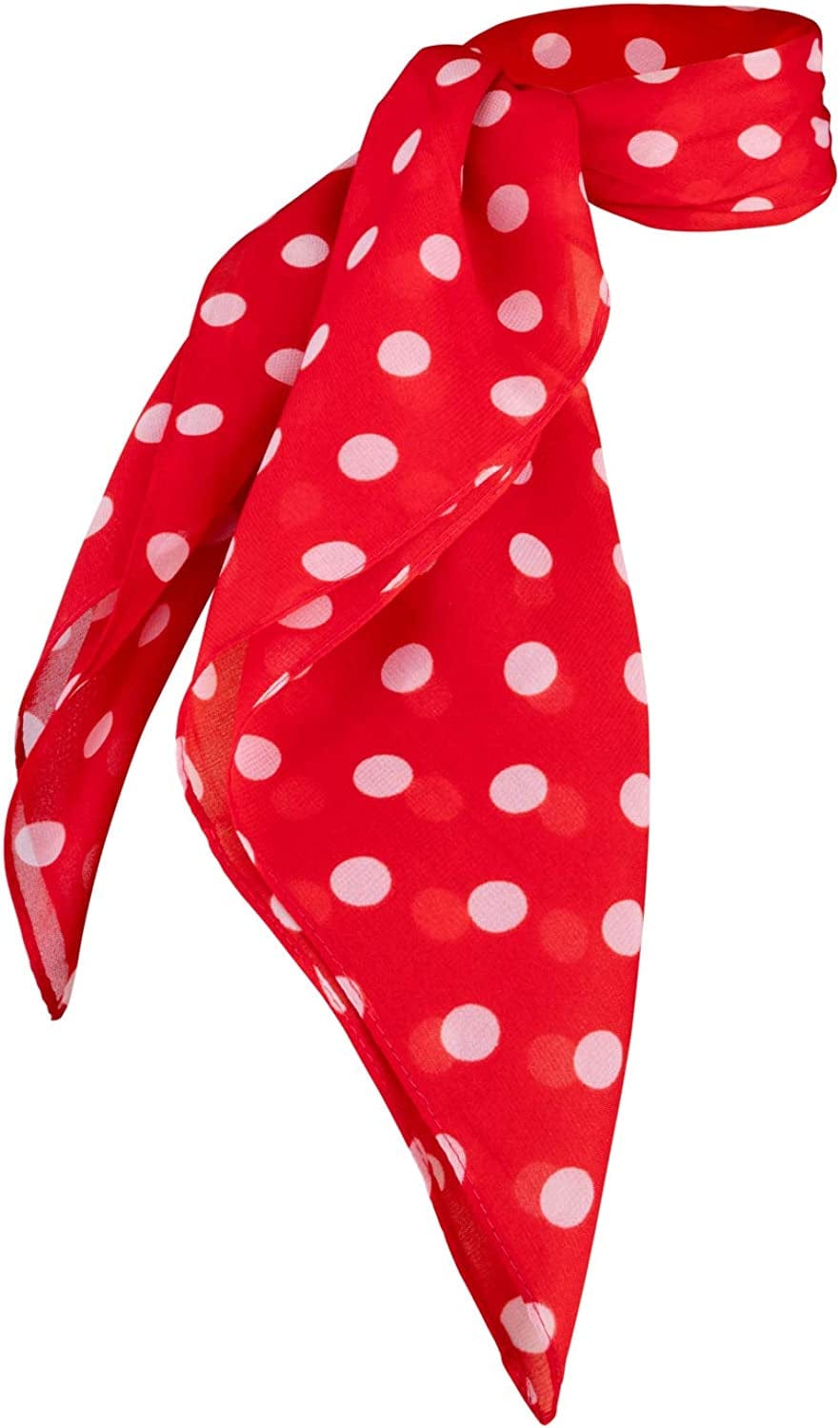 1950S Chiffon Scarf, Vintage Ascot, Retro Hair Tie for Women and Children Apparel & Accessories > Clothing Accessories > Bandanas & Headties Hip Hop 50's Shop Red Polka Dot  