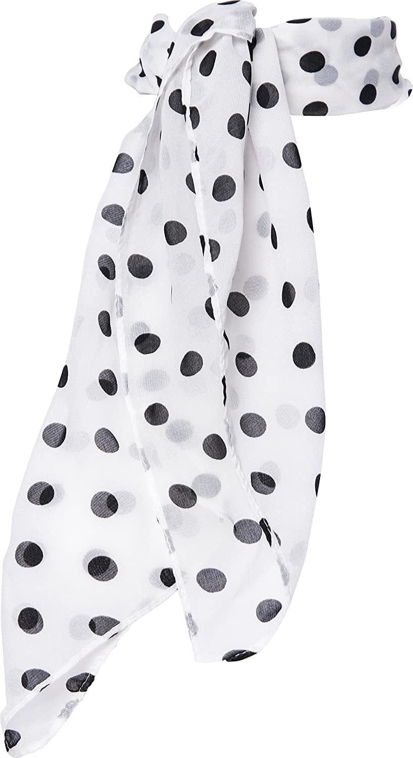 1950S Chiffon Scarf, Vintage Ascot, Retro Hair Tie for Women and Children Apparel & Accessories > Clothing Accessories > Bandanas & Headties Hip Hop 50's Shop White Polka Dot  