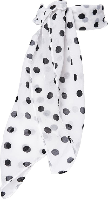 1950S Chiffon Scarf, Vintage Ascot, Retro Hair Tie for Women and Children Apparel & Accessories > Clothing Accessories > Bandanas & Headties Hip Hop 50's Shop White Polka Dot  