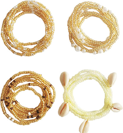 Palotay 16PCS Waist Beads for Women African Waist Beads Chain Colorful Belly Beads Body Chain for the Waist Elastic Stomach Beads Summer Beach Bikini Jewelry Waist Beads Set Apparel & Accessories > Jewelry > Body Jewelry Palotay classic-4pcs  