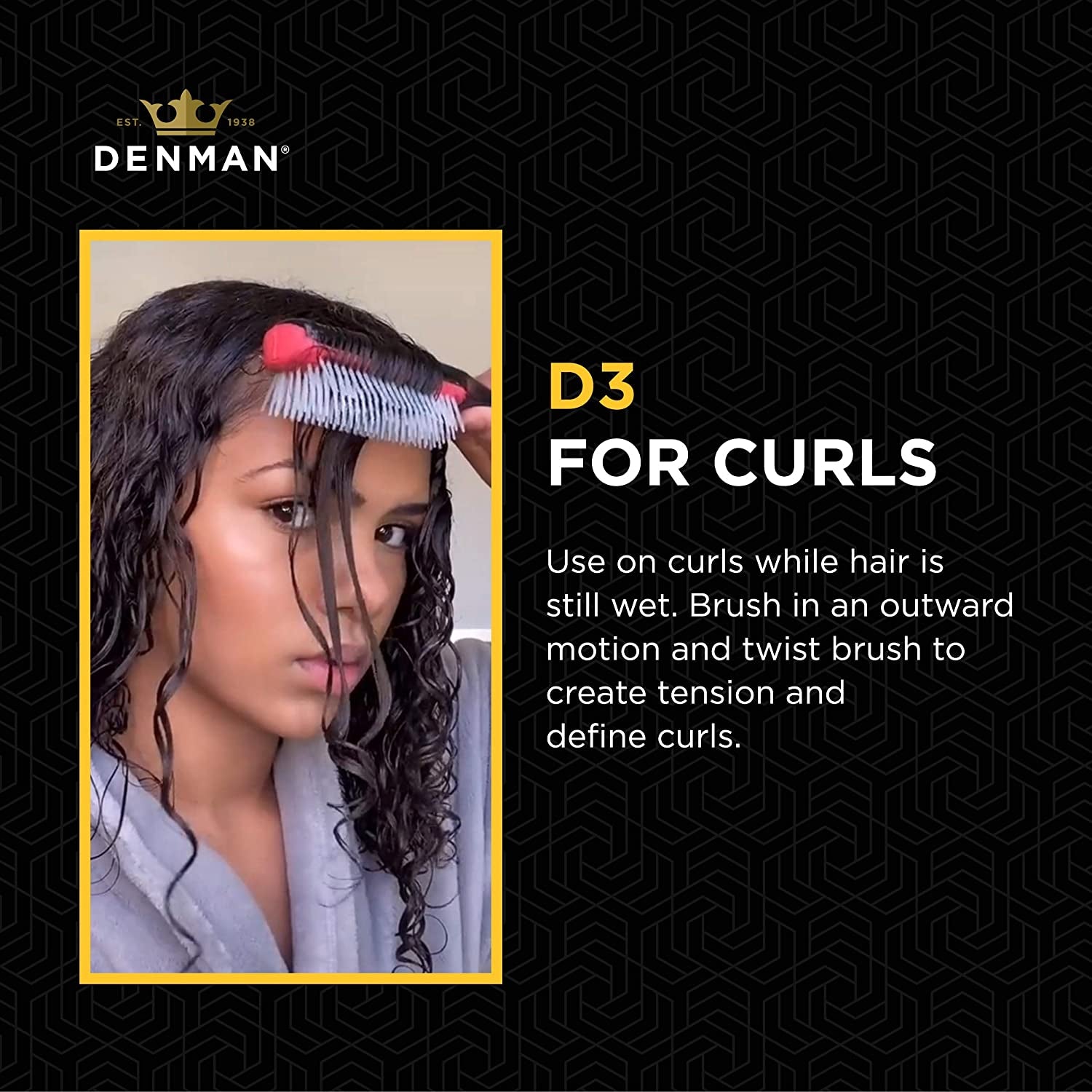 Denman Hair Brush for Curly Hair D3 (Black) 7 Row Classic Styling Brush for Detangling, Separating, Shaping and Defining Curls Health & Beauty > Personal Care > Hair Care Denman   