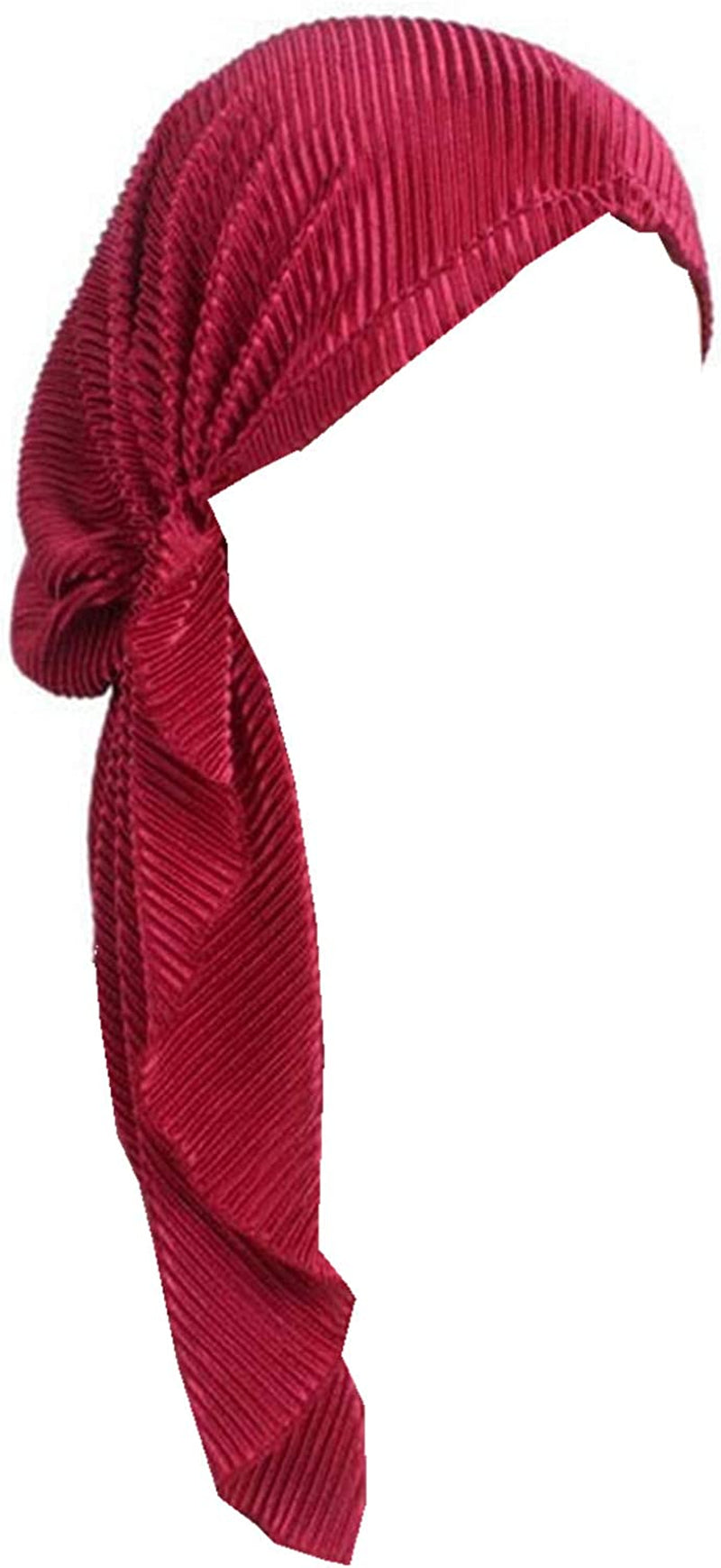 Qhome Women Soft Ruffle Head Scarf Chemo Hat Turban Pre-Tied Headwear Bandana Headscarf Tichel for Cancer Apparel & Accessories > Clothing Accessories > Headwear Qhome cap Wine  