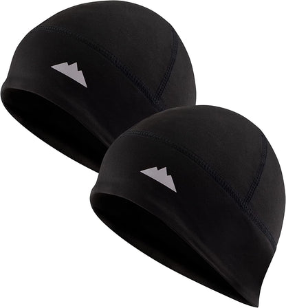 Skull Cap Helmet Liner Running Beanie - Winter Thermal under Helmet Cycling Head Hat - Ultimate Moisture Wicking Performance Apparel & Accessories > Clothing Accessories > Headwear Tough Headwear 2 Pack: Black One Size 