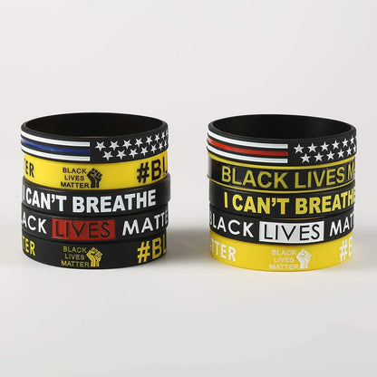 Black Lives Matter Bracelet Silicone Wristband Bracelets Black Rubber Bangle Bracelet 10 Pcs Apparel & Accessories > Jewelry > Bracelets Cooluckday   