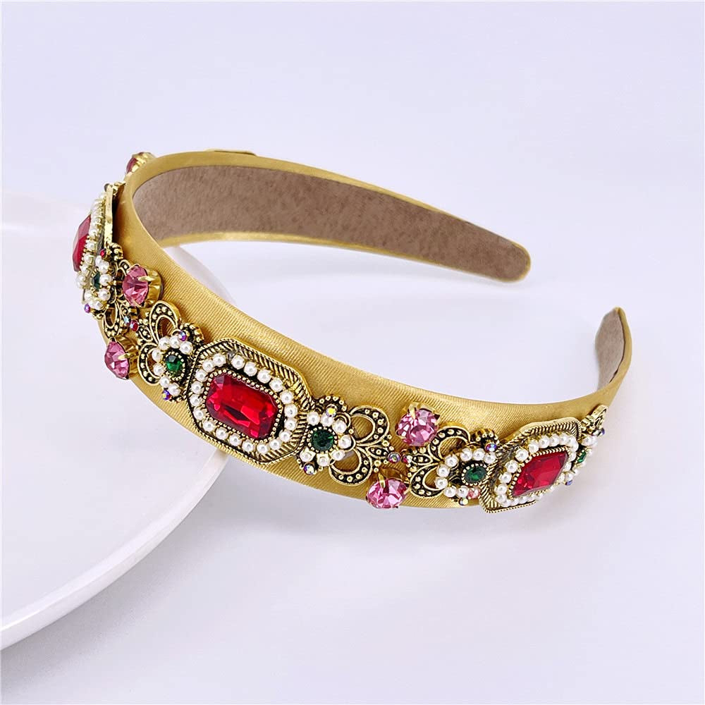 QTMY Designer Headbands Fashion Vintage Pearl Gemstone Hair Accessories Head Band Fashion Headwear Hairbands for Women Apparel & Accessories > Clothing Accessories > Headwear QTMY   