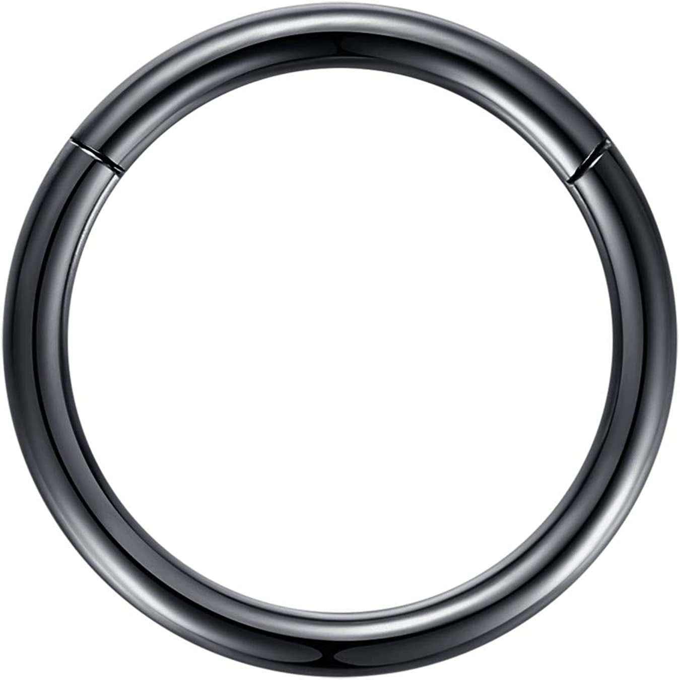 ORANGELOVE Hypoallergenic Nose Rings 20G 18G 16G 14G 12G 10G 8G 316L Surgical Steel Septum Jewelry Hinged Segment Ring Body Piercing Nose Hoop Lip Rings Nose Helix Cartilage Rook Earrings Apparel & Accessories > Jewelry > Rings ORANGELOVE 1pc 12g 16mm Black  